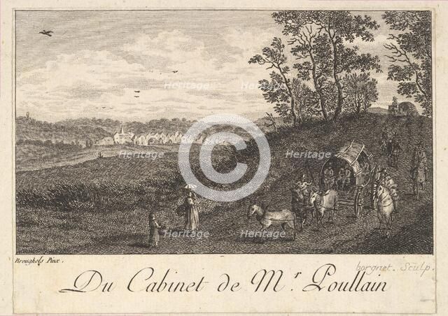 Landscape with Cart after the painting in the cabinet of Mr. Poullain, 1780. Creator: JF Borgnet.