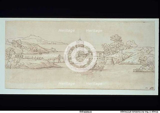 Landscape with Castle, n.d. Creators: Unknown, Giovanni Francesco Grimaldi.