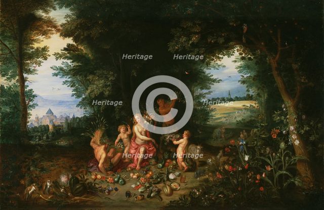 Landscape with Ceres (Allegory of Earth), 1630s. Creators: Hendrick van Balen, Jan Brueghel the younger.