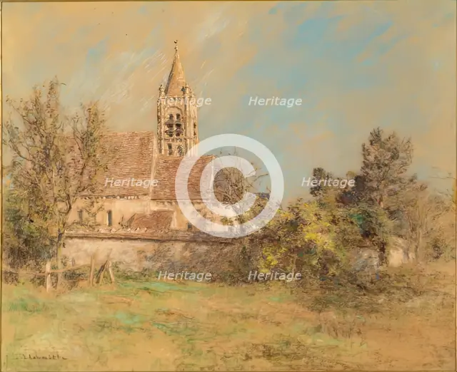 Landscape with Church, 1900-1925. Creator: Leon-Augustin Lhermitte.