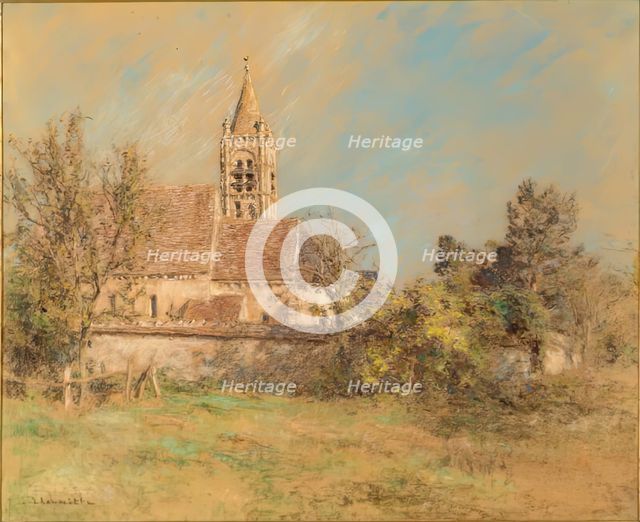 Landscape with Church, 1900-1925. Creator: Leon-Augustin Lhermitte.