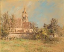 Landscape with Church, 1900-1925. Creator: Leon-Augustin Lhermitte