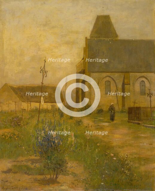 Landscape with church and graveyard, 1895. Creator: Eugen Jettel.