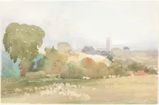 Landscape with Church Steeple, 1828. Creator: James Bulwer
