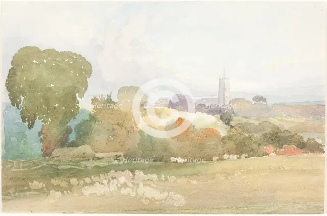 Landscape with Church Steeple, 1828. Creator: James Bulwer.