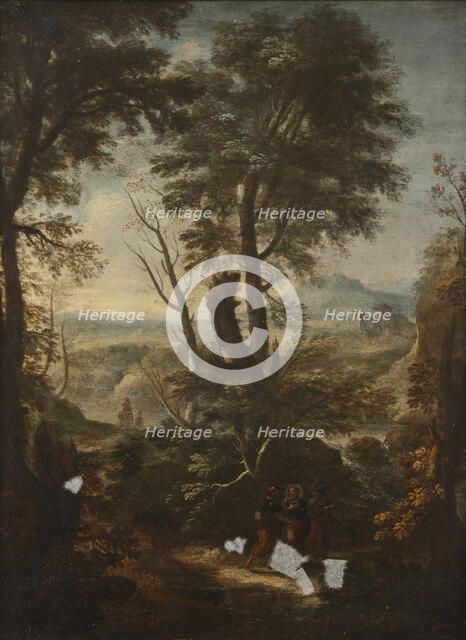 Landscape with Christ and the Two Disciples on the Way to Emmaus, 17th century. Creator: Unknown.