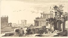 Landscape with Classical Ruins, 1673. Creator: Sebastien Le Clerc