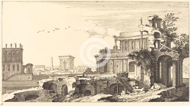 Landscape with Classical Ruins, 1673. Creator: Sebastien Le Clerc.