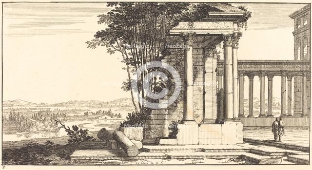 Landscape with Classical Ruins, 1673. Creator: Sebastien Le Clerc.
