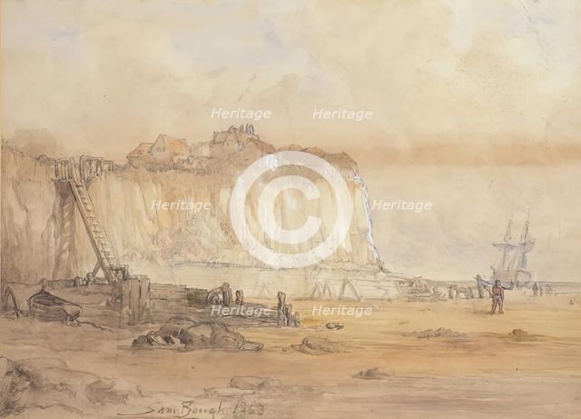 Landscape With Cliff, 1863. Creator: Samuel Bough.