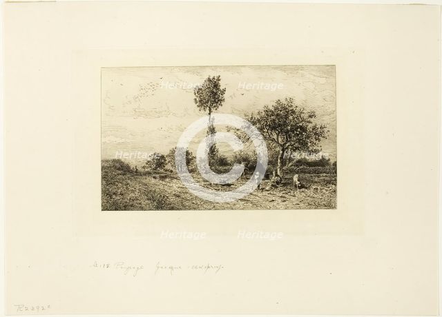 Landscape with Curving Road, 1849. Creator: Charles Emile Jacque.