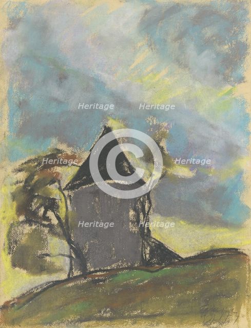 Landscape with a tower, 1931. Creator: Zolo Palugyay.