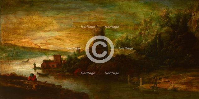 Landscape with a Tower by the Lake, 17th century. Creator: Unknown.