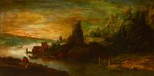 Landscape with a Tower by the Lake, 17th century. Creator: Unknown