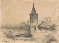 Landscape with a tower near Antwerp, 1845. Creator: Johannes Tavenraat