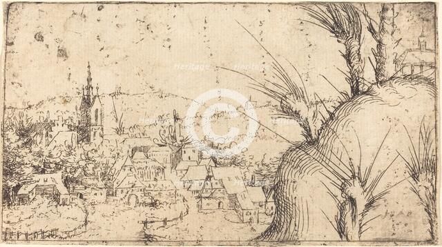 Landscape with a Town at Left, 1549. Creator: Augustin Hirschvogel.