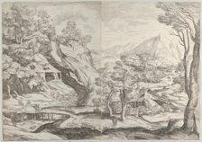 Landscape with a town in the background at the right, a winding road in the foregroun..., 1580-1600. Creator: Anon
