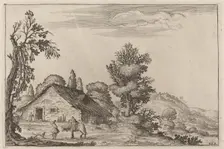 Landscape with a Traveler before a Cottage, 1638. Creator: Ercole Bazicaluva