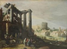 Landscape with a View of Campo Vaccino in Rome, 1609. Creator: Willem van Nieulandt