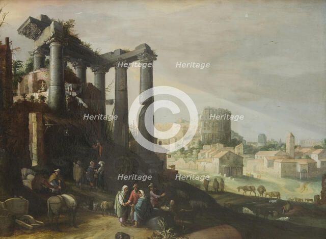 Landscape with a View of Campo Vaccino in Rome, 1609. Creator: Willem van Nieulandt.