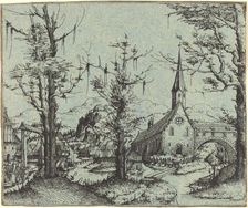 Landscape with a Village Church, 1545. Creator: Augustin Hirschvogel