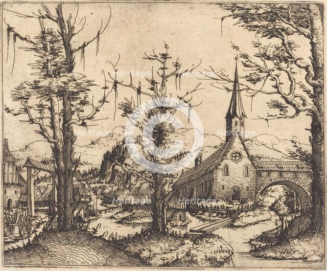 Landscape with a Village Church, 1545. Creator: Augustin Hirschvogel.