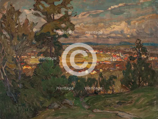 Landscape with a Village. Study from North Norway. Creator: Anna Katarina Boberg.