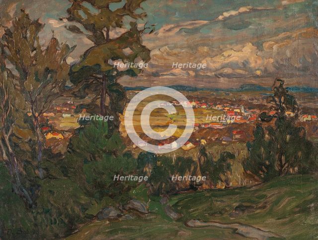 Landscape with a Village. Study from North Norway. Creator: Anna Katarina Boberg.