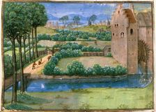 Landscape with a watermill, 15th century. Creator: Unknown