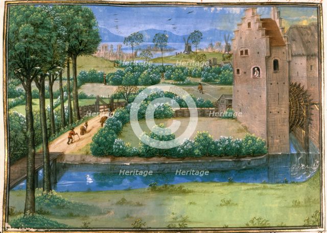 Landscape with a watermill, 15th century. Creator: Unknown.