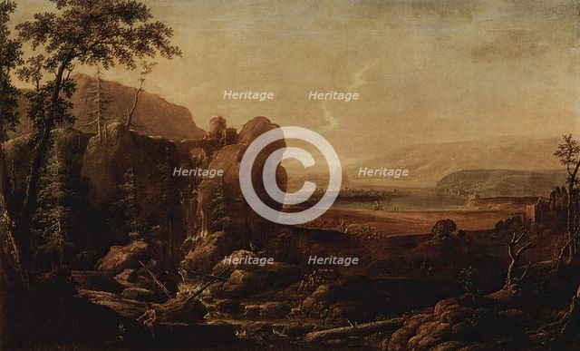 Landscape with a Waterfall, 1725. Creator: Johann Friedrich Alexander Thiele.
