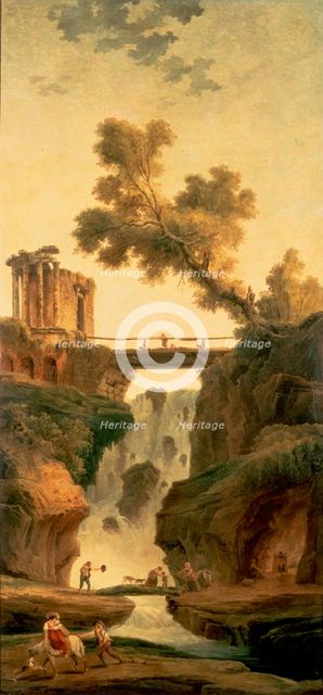 Landscape with a Waterfall, 1802. Creator: Hubert Robert.