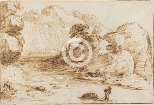 Landscape with a Waterfall. Creator: Guercino.