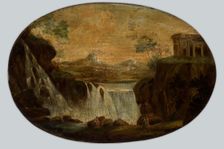 Landscape with a Waterfall and an Ancient Temple (Tivoli?), between 1775-1825. Creator: Unknown