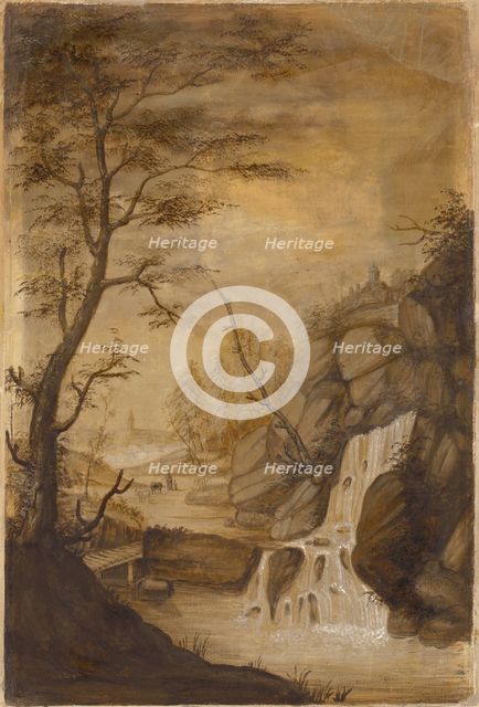 Landscape with a waterfall, around 1780. Creator: Unknown.