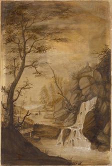 Landscape with a waterfall, around 1780. Creator: Unknown