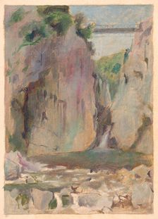 Landscape with a waterfall, early 20th century. Creator: Dezider Czölder