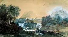 Landscape with a Waterfall Italian painting of 18th century. Artist: Francesco Zuccarelli