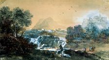 Landscape with a Waterfall Italian painting of 18th century. Artist: Francesco Zuccarelli