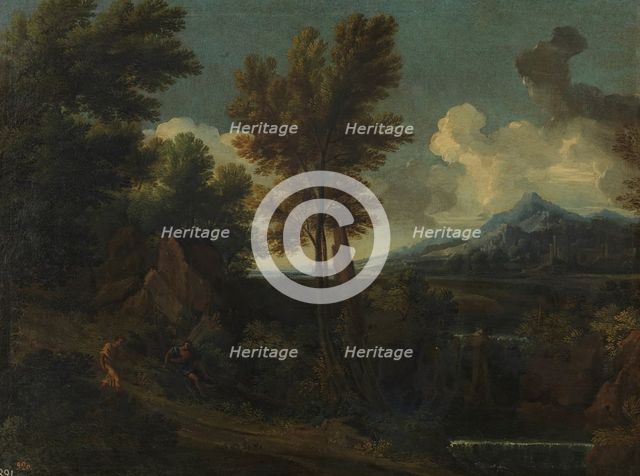 Landscape with a Wayfarer, c1645. Creator: Gaspard Dughet.