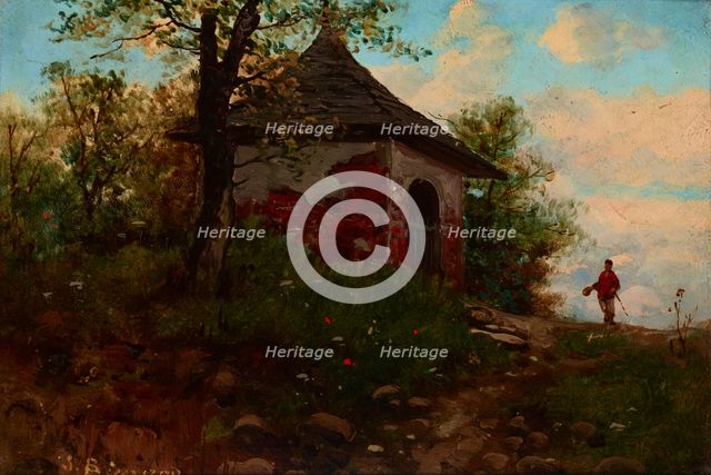 Landscape with a Wayside Shrine, c1880. Creator: Seweryn Bieszczad.