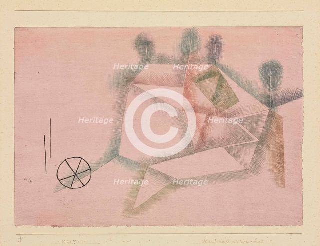 Landscape with a Wheel (Landschaft mit dem Rad), 1929. Creator: Klee, Paul (1879-1940).