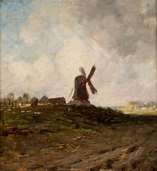 Landscape with a Windmill, c1880. Creator: Antoni Kozakiewicz