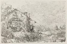 Landscape with a Woman at a Well [lower left], c. 1735/1746. Creator: Canaletto