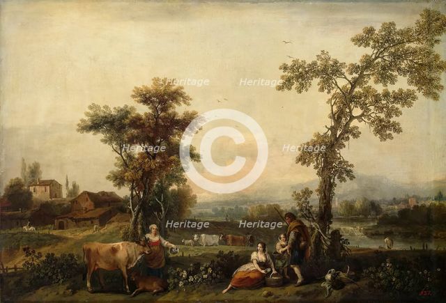 Landscape with a Woman Leading a Cow, 1774. Creator: Francesco Zuccarelli.