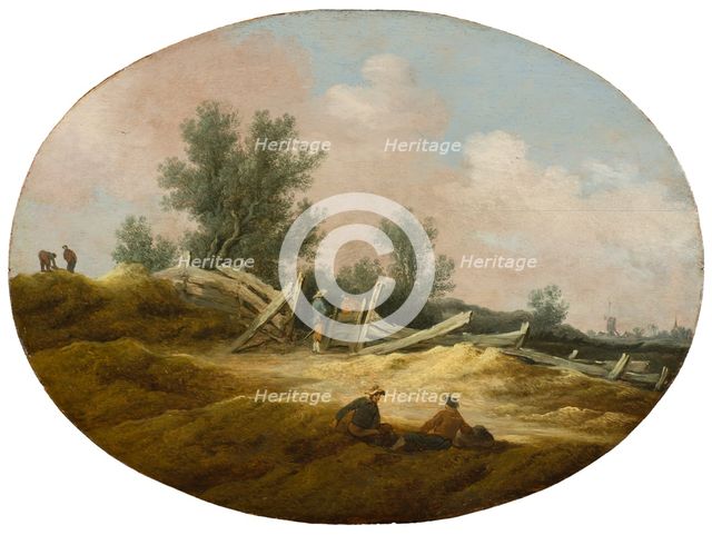 Landscape with a Wooden Fence and Figures, c.1630. Creator: Salomon Ruysdael.