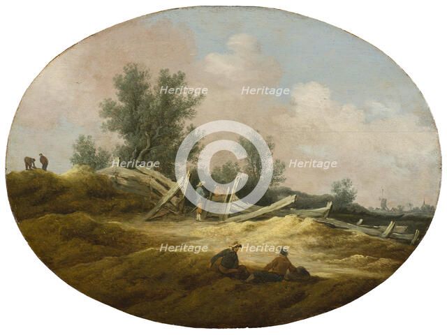 Landscape with a Wooden Fence and Figures, c.1630. Creator: Salomon Ruysdael.