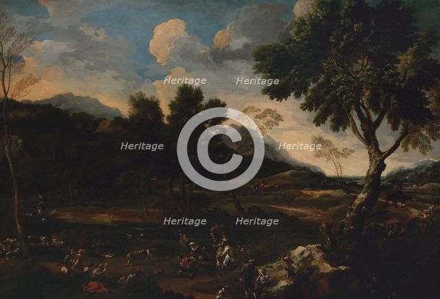 Landscape with a Battle between Two Rams, ca. 1640. Creator: Jan Miel.
