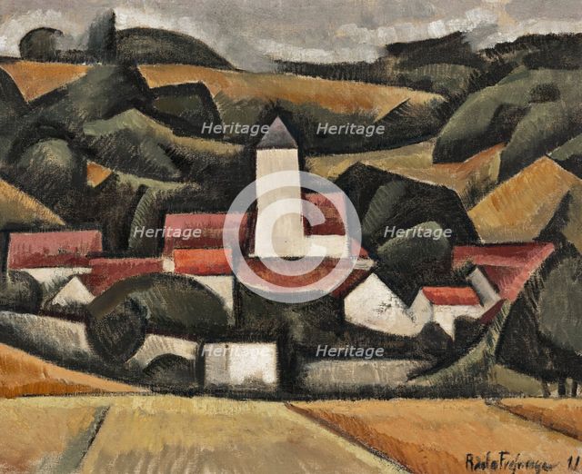 Landscape with a bell tower, 1911. Creator: La Fresnaye, Roger de (1885-1925).
