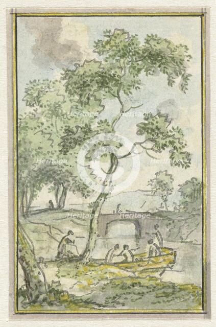 Landscape with a boat, 1752-1819. Creators: Juriaan Andriessen, Isaac de Moucheron.